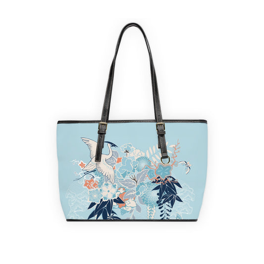 PU Leather Shoulder Bag - Tranquil Cranes and Floral Harmony - LucyKay store