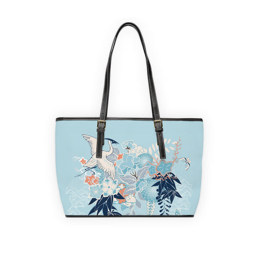 PU Leather Shoulder Bag - Tranquil Cranes and Floral Harmony - LucyKay store