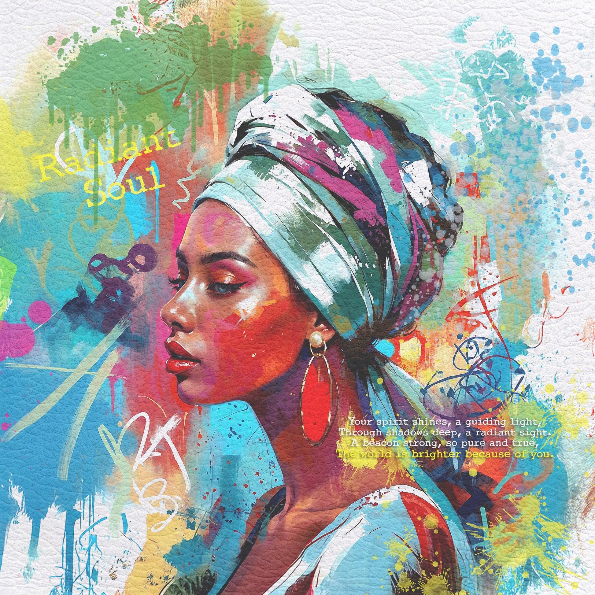 PU Leather Tote Bag with Vibrant Woman Portrait - LucyKay store