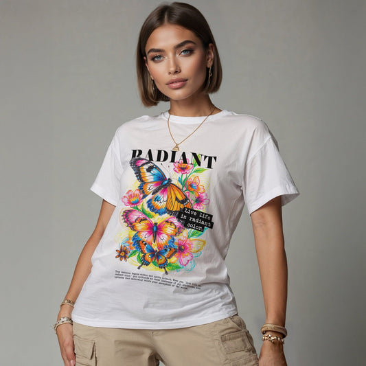 Butterfly Sketch T-Shirt | Colorful Positive Quote Graphic Tee - LucyKay store