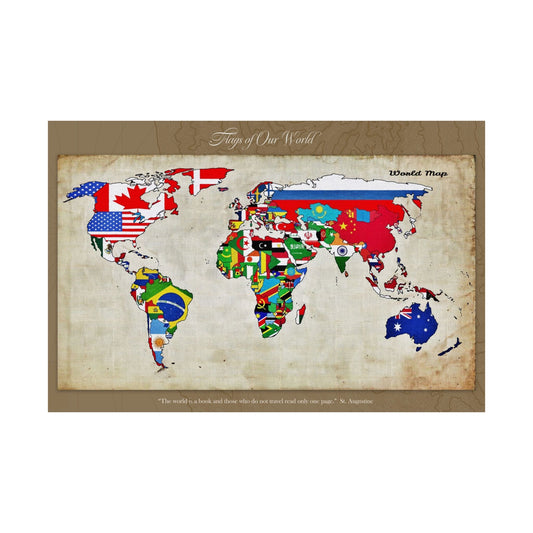 Satin Posters - Vintage Flags of Our World Decor - LucyKay store