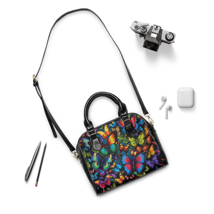 Shoulder Handbag - Vibrant Butterfly Print - LucyKay store