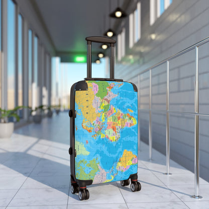 World Map Suitcase - Political Map Travel Luggage - LucyKay store