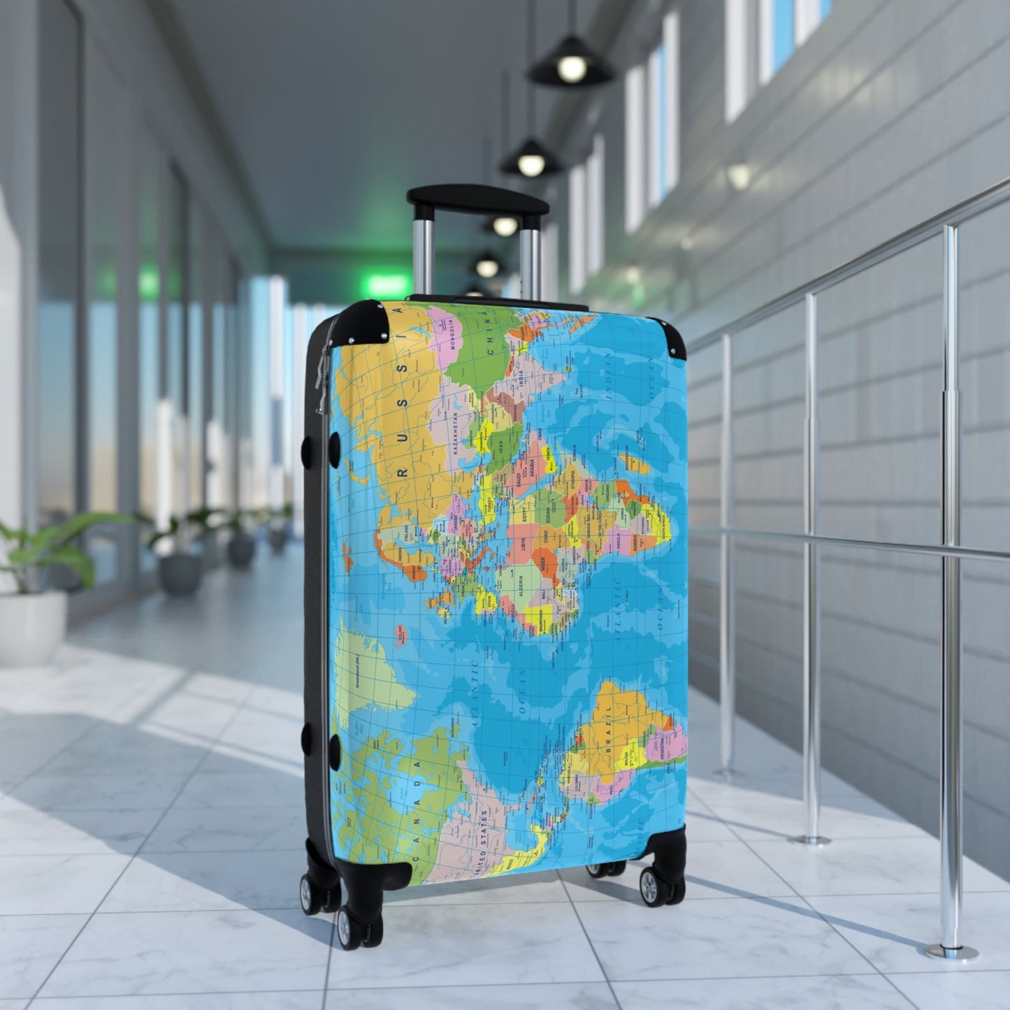 World Map Suitcase - Political Map Travel Luggage - LucyKay store