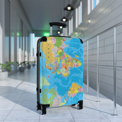 World Map Suitcase - Political Map Travel Luggage - LucyKay store