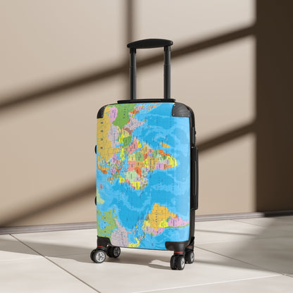 World Map Suitcase - Political Map Travel Luggage - LucyKay store