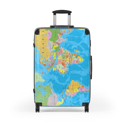 World Map Suitcase - Political Map Travel Luggage - LucyKay store