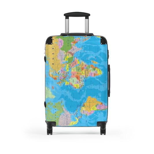 World Map Suitcase - Political Map Travel Luggage - LucyKay store