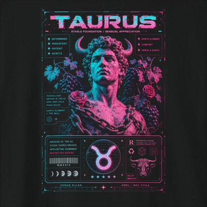 Taurus Zodiac Graphic Tee | Retro Neon Astrology Shirt Gift