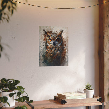 Textured Watercolor Matte Posters - Watercolor Owl Illustration - LucyKay store