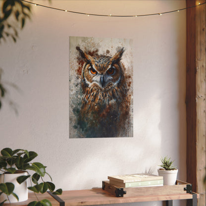 Textured Watercolor Matte Posters - Watercolor Owl Illustration - LucyKay store