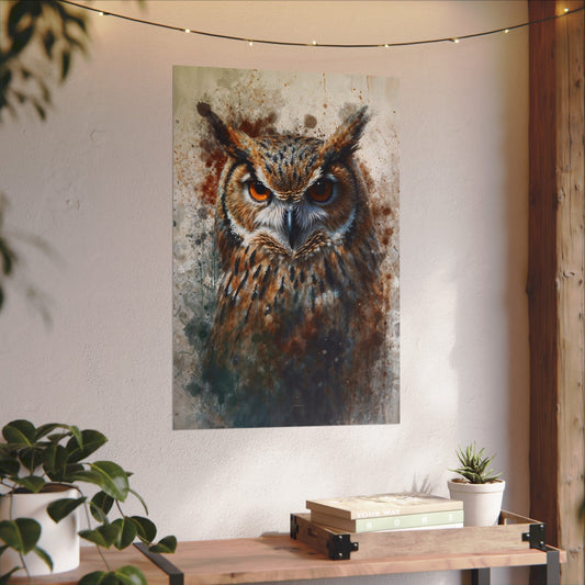 Textured Watercolor Matte Posters - Watercolor Owl Illustration - LucyKay store