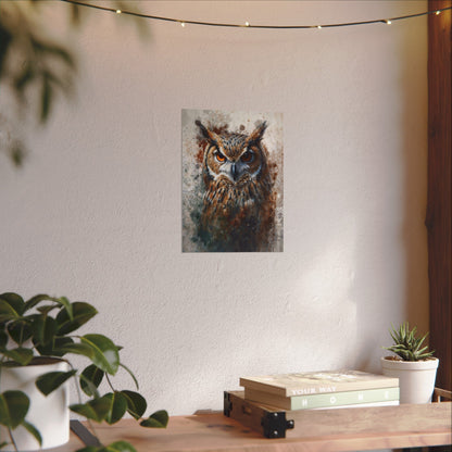 Textured Watercolor Matte Posters - Watercolor Owl Illustration - LucyKay store