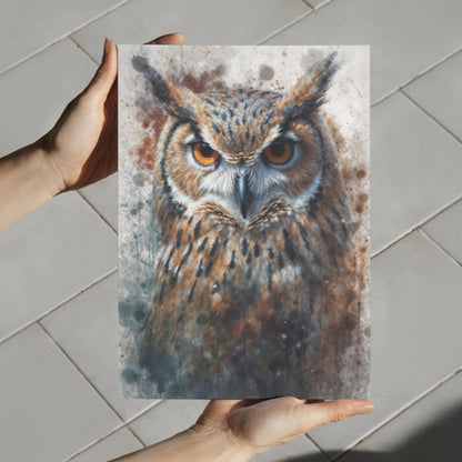 Textured Watercolor Matte Posters - Watercolor Owl Illustration - LucyKay store