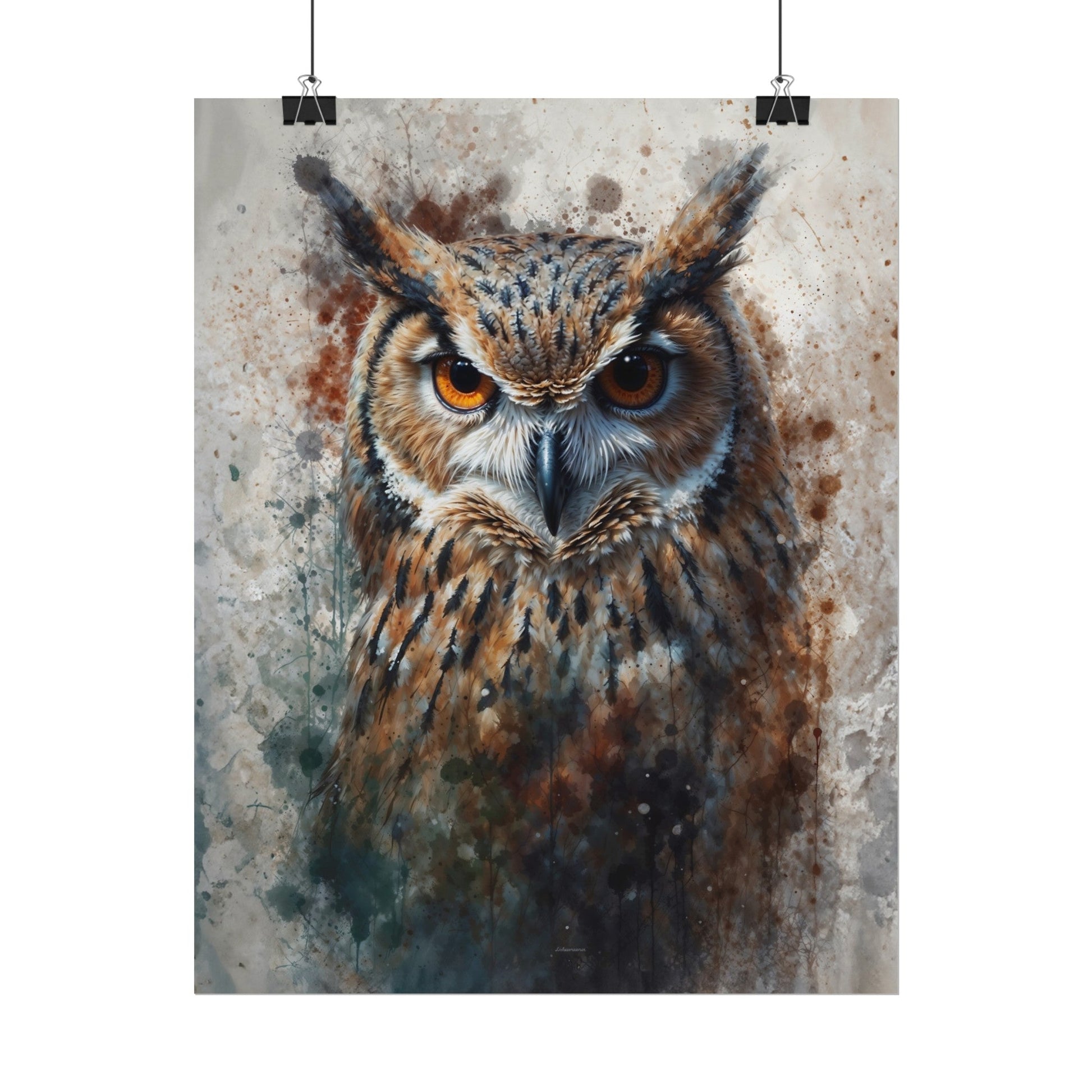 Textured Watercolor Matte Posters - Watercolor Owl Illustration - LucyKay store