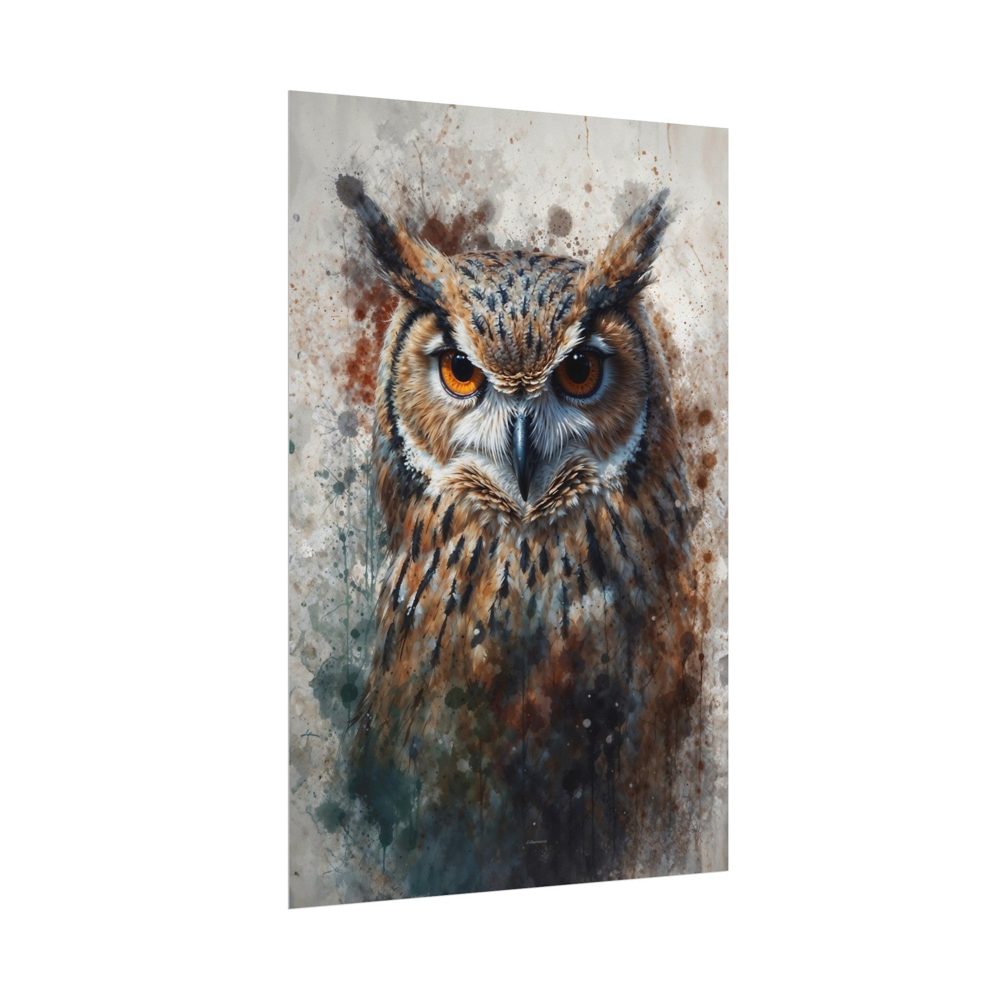 Textured Watercolor Matte Posters - Watercolor Owl Illustration - LucyKay store