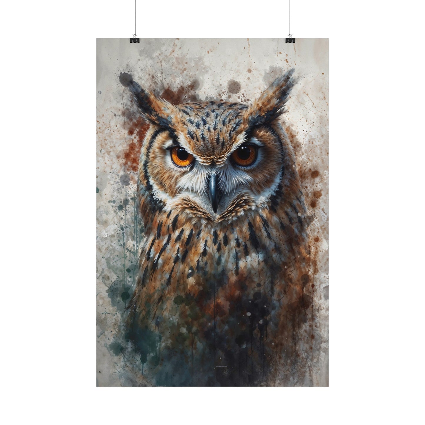 Textured Watercolor Matte Posters - Watercolor Owl Illustration - LucyKay store