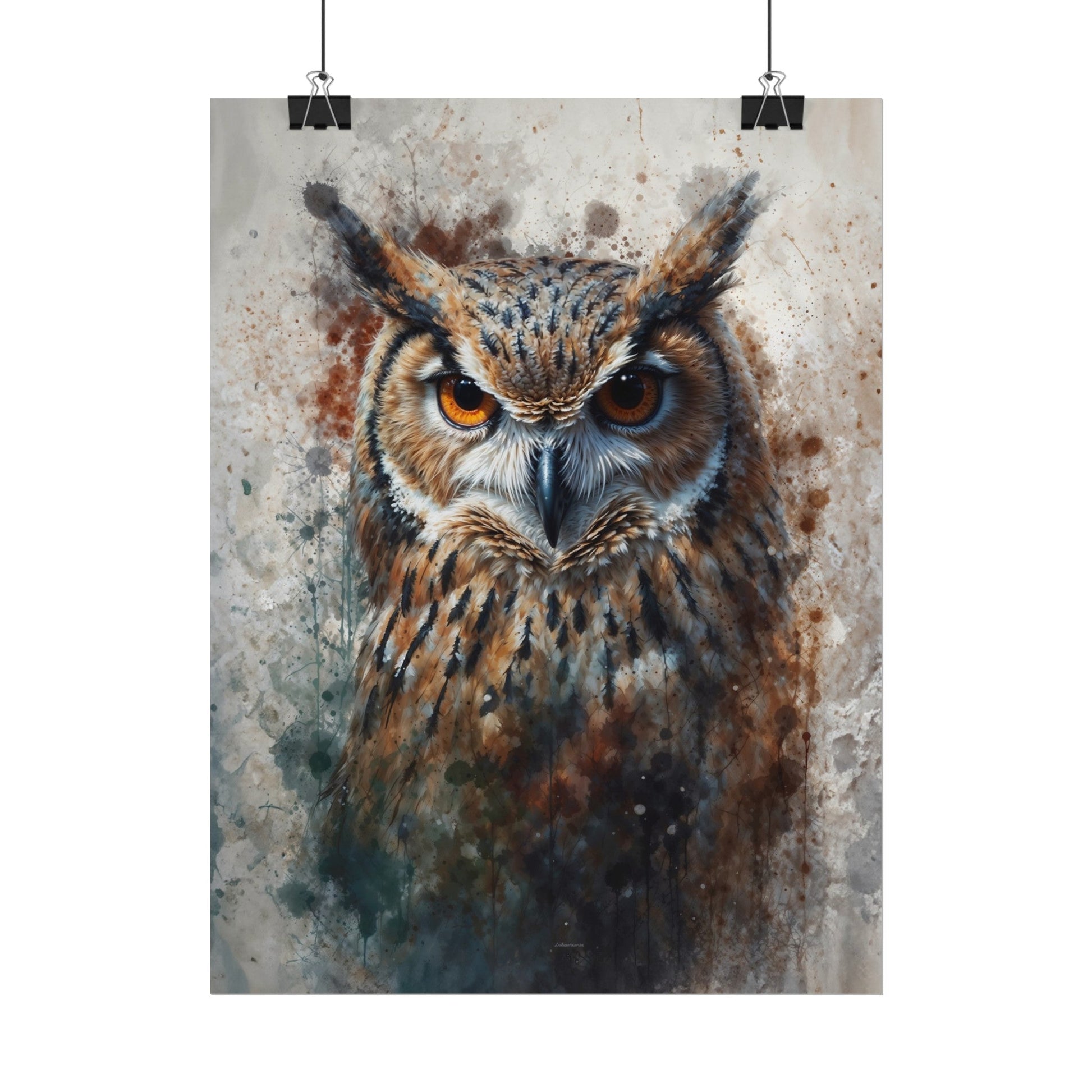 Textured Watercolor Matte Posters - Watercolor Owl Illustration - LucyKay store