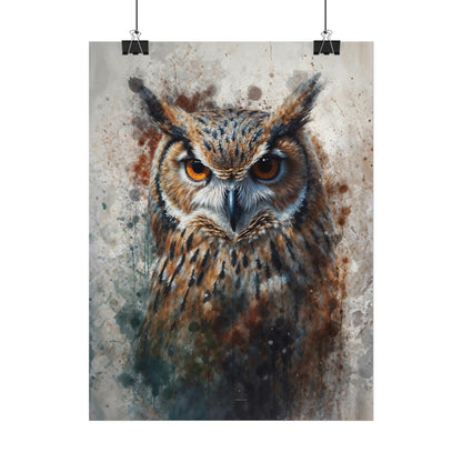 Textured Watercolor Matte Posters - Watercolor Owl Illustration - LucyKay store