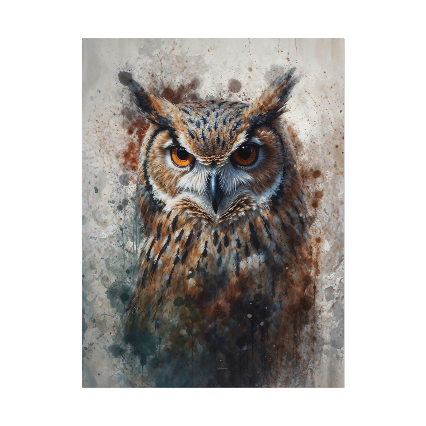 Textured Watercolor Matte Posters - Watercolor Owl Illustration - LucyKay store