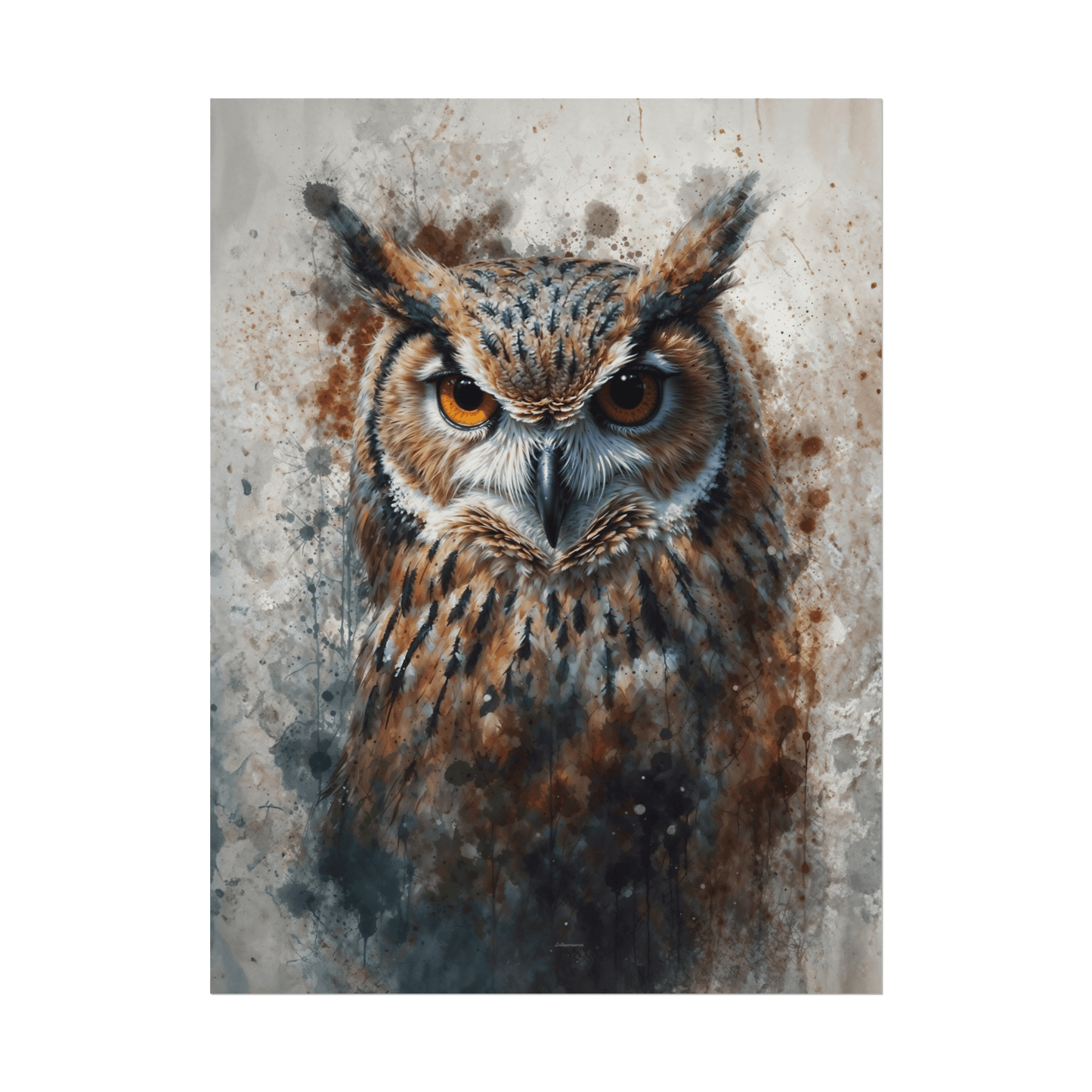 Textured Watercolor Matte Posters - Watercolor Owl Illustration - LucyKay store