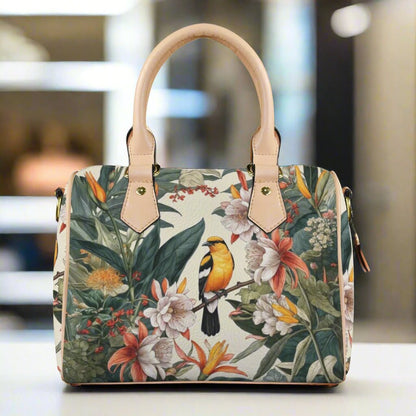 Tropical Bird & Botanical Print Satchel Handbag - LucyKay store