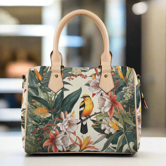 Tropical Bird & Botanical Print Satchel Handbag - LucyKay store