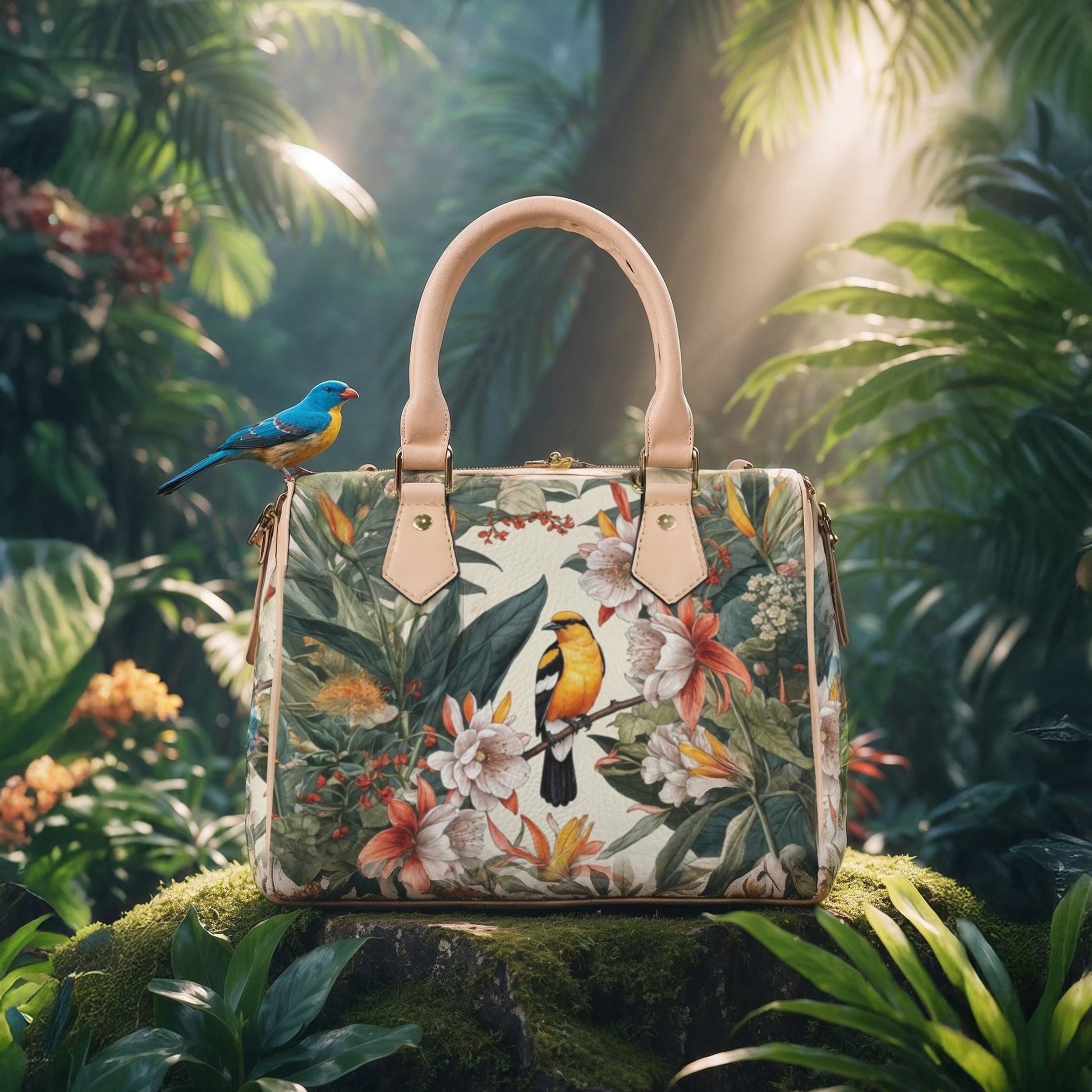 Tropical Bird & Botanical Print Satchel Handbag - LucyKay store