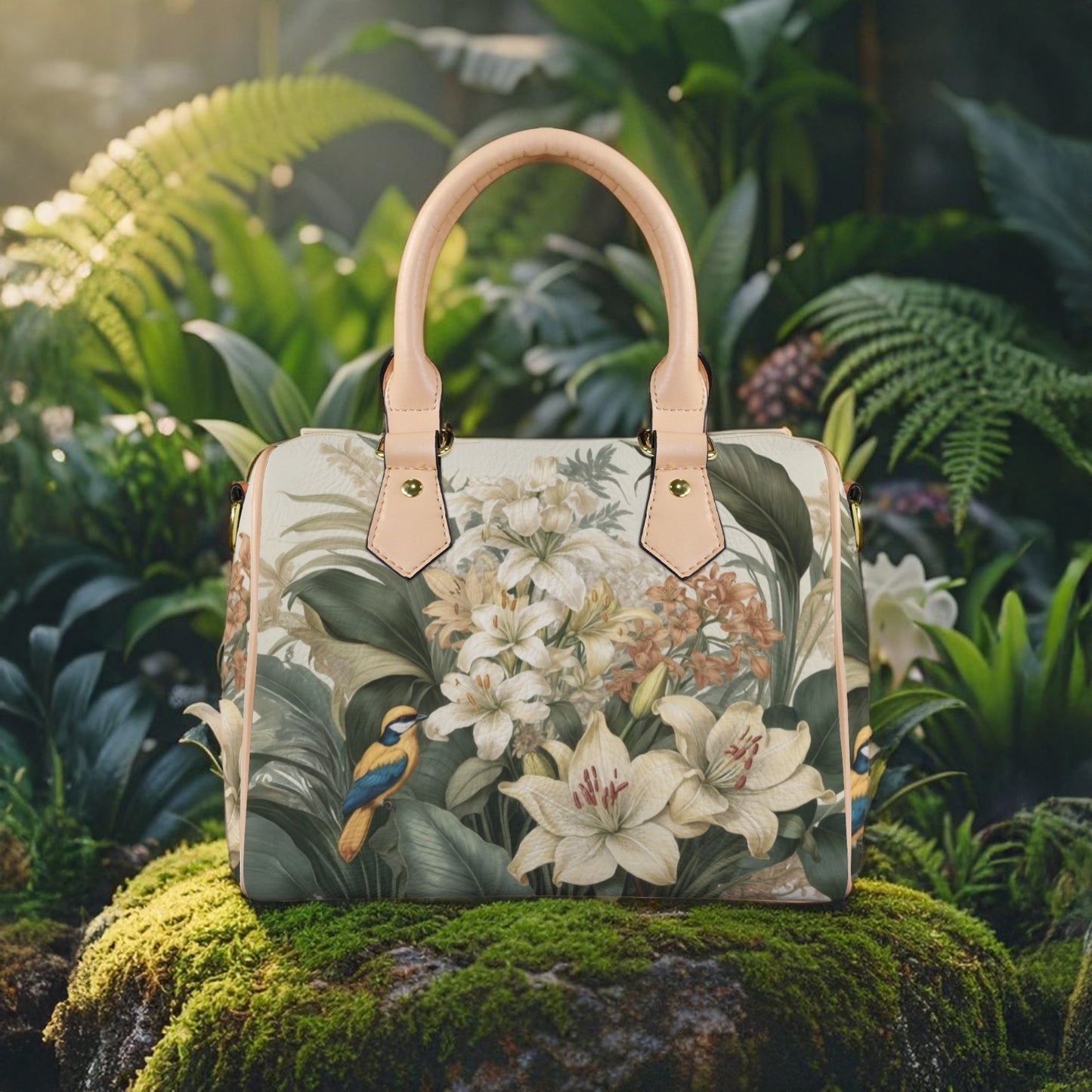 Tropical Floral Bird Print PU Leather Handbag - LucyKay store
