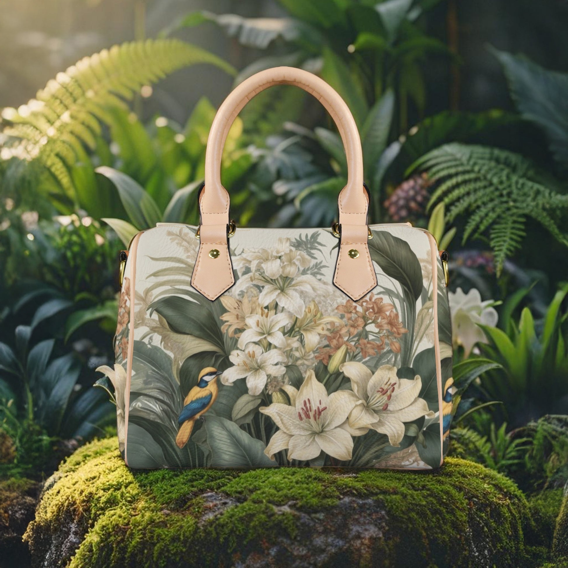 Tropical Floral Bird Print PU Leather Handbag - LucyKay store