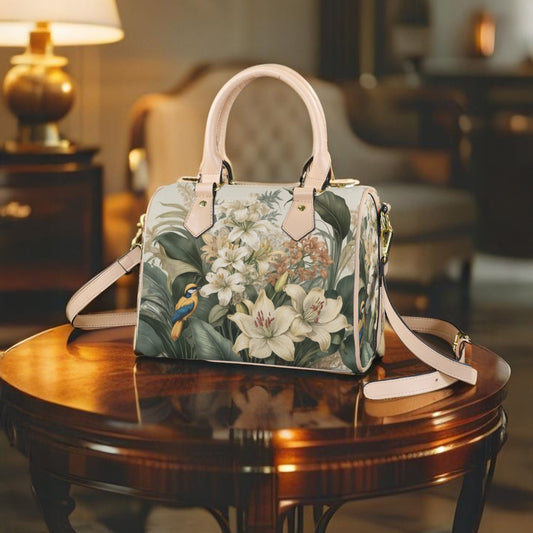 Tropical Floral Bird Print PU Leather Handbag - LucyKay store