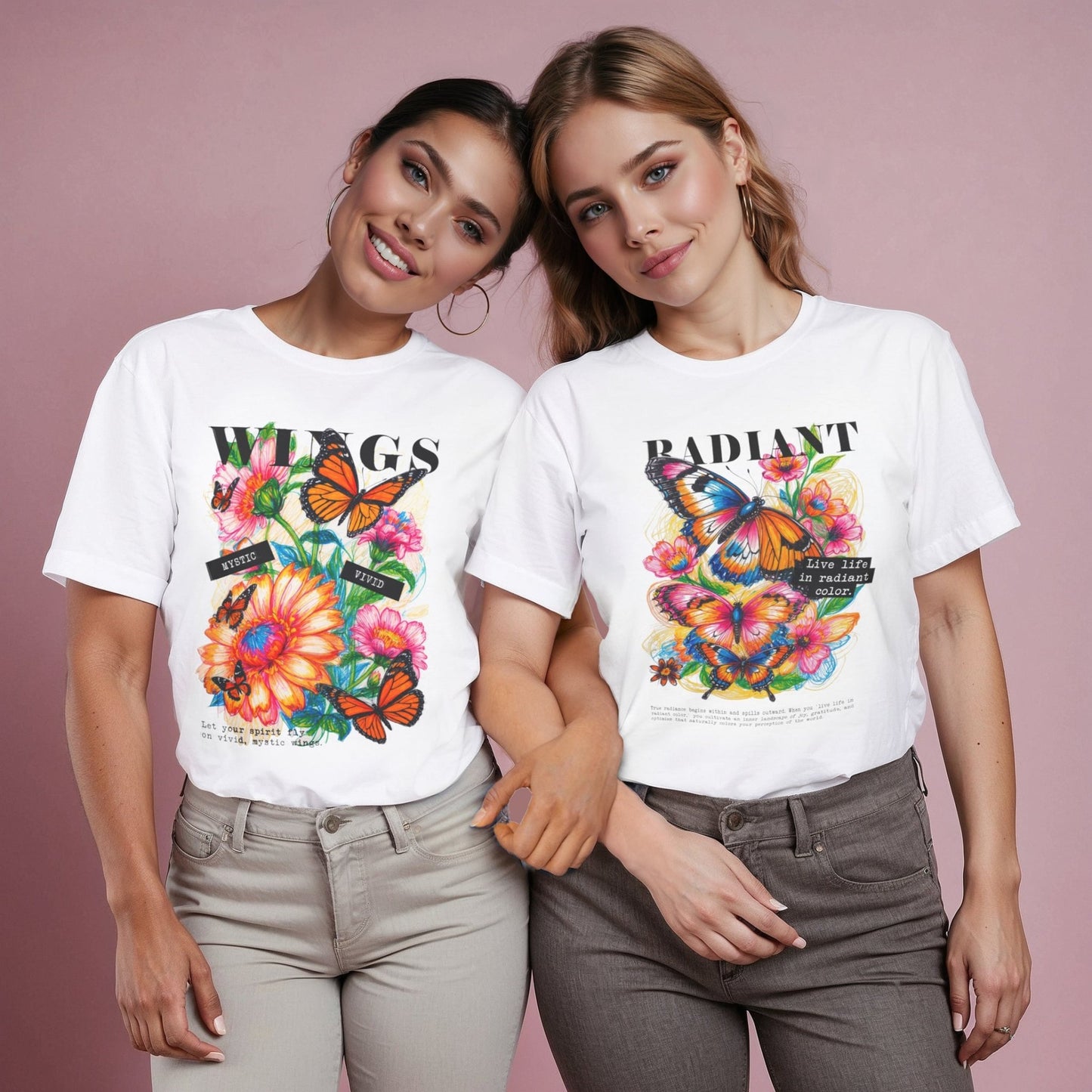 Butterfly T-Shirt | Colorful Floral Wings Graphic Tee - LucyKay store