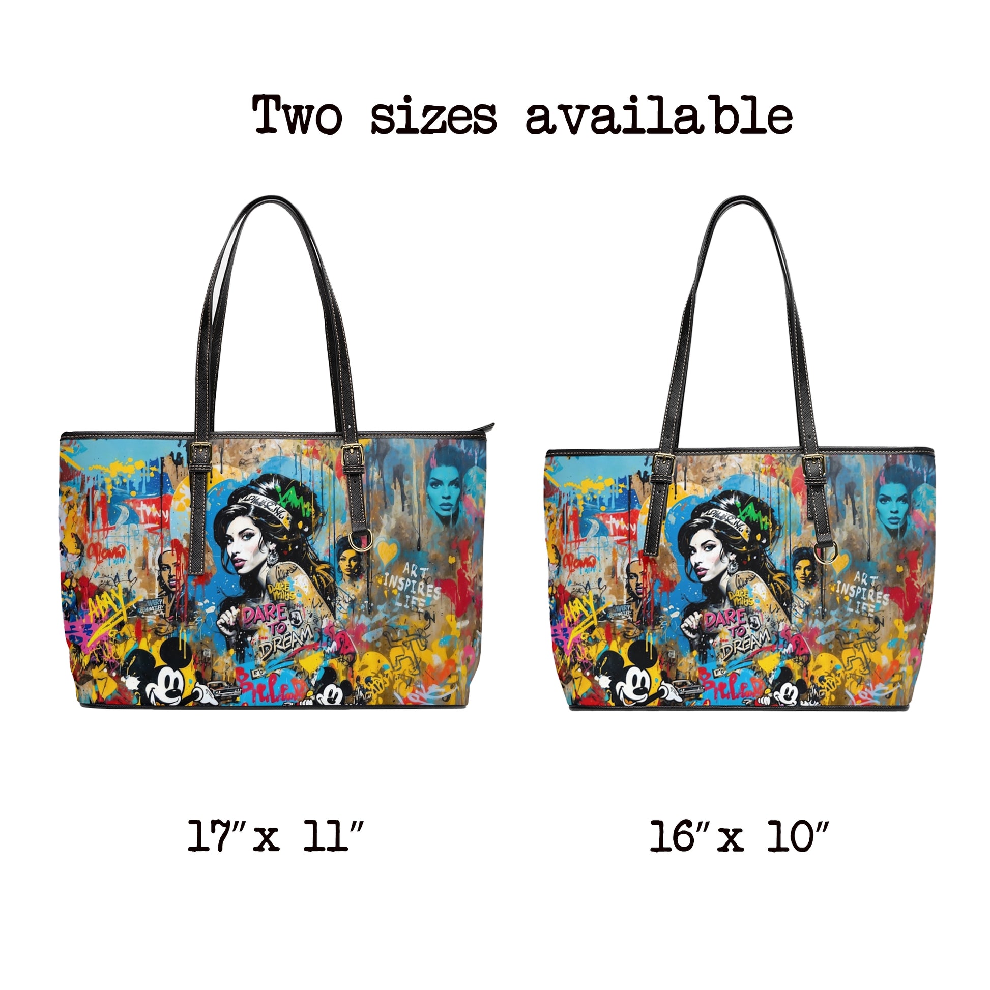 Graffiti Shoulder Bag - Pop Art Miley Cyrus PU Leather Tote - LucyKay store