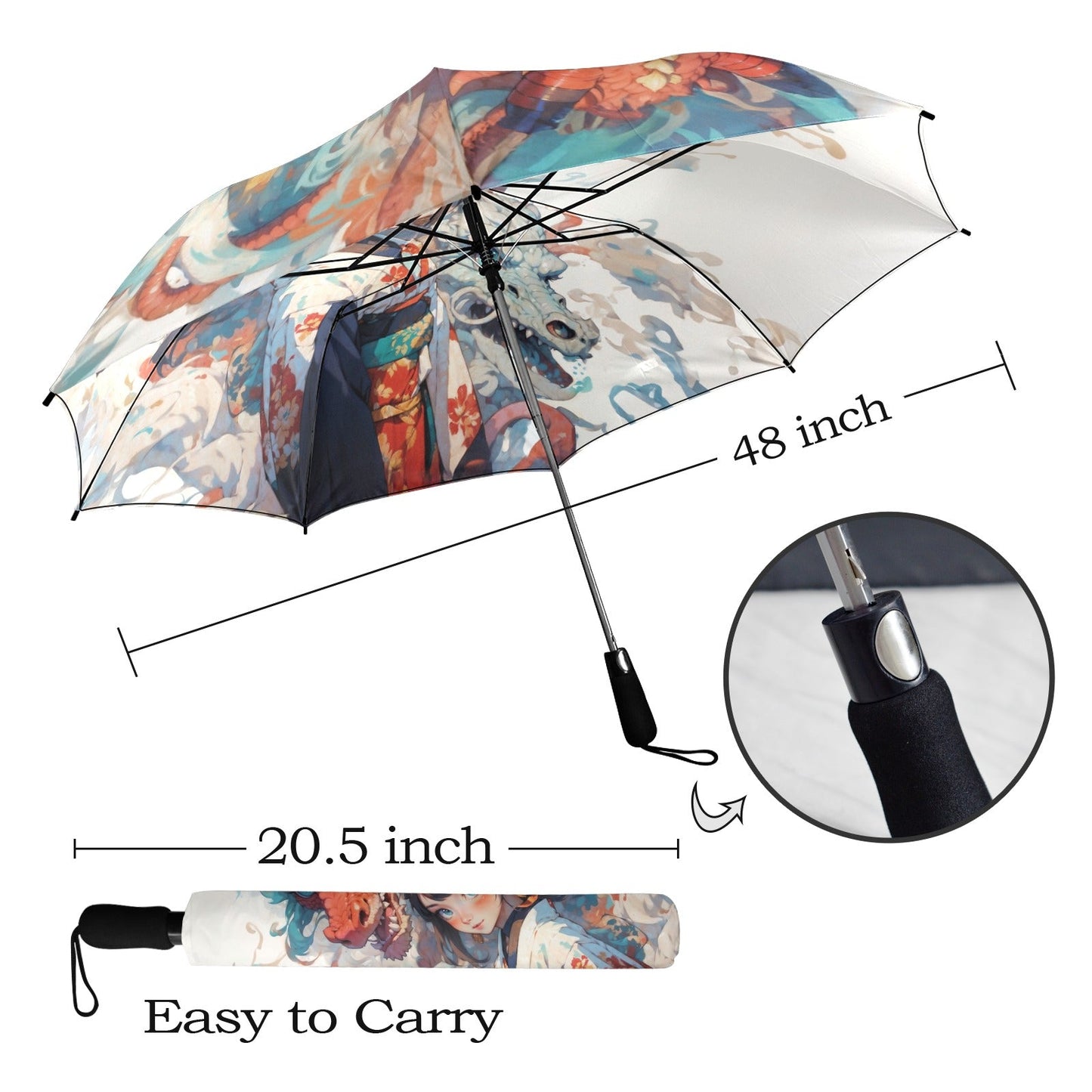 Umbrella - Semi - Automatic Foldable, Anime Fantasy Illustration - LucyKay store