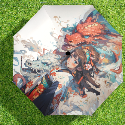 Umbrella - Semi - Automatic Foldable, Anime Fantasy Illustration - LucyKay store