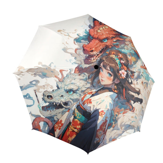 Umbrella - Semi - Automatic Foldable, Anime Fantasy Illustration - LucyKay store