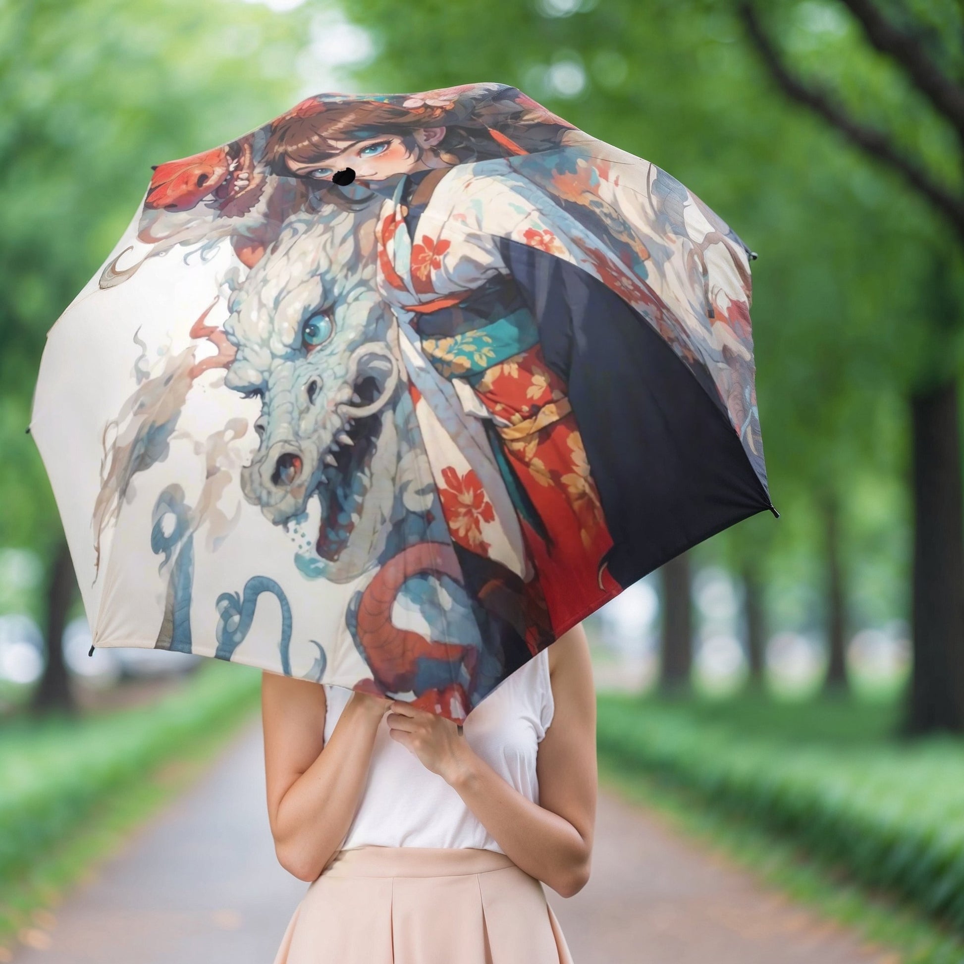 Umbrella - Semi - Automatic Foldable, Anime Fantasy Illustration - LucyKay store