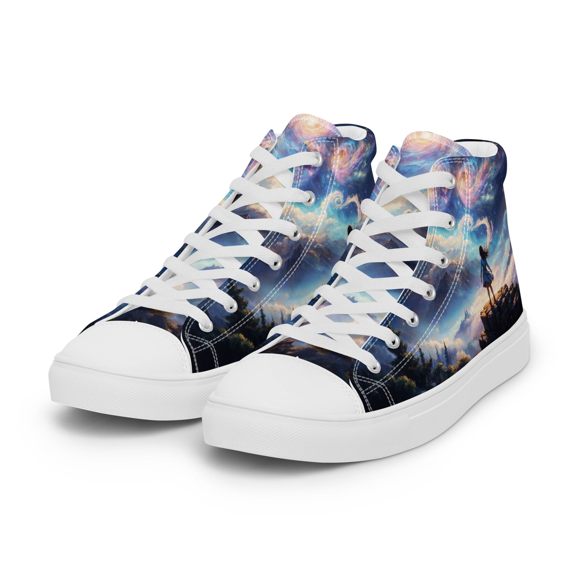 Unisex high top canvas shoes - A Starry Night Adventure - LucyKay store