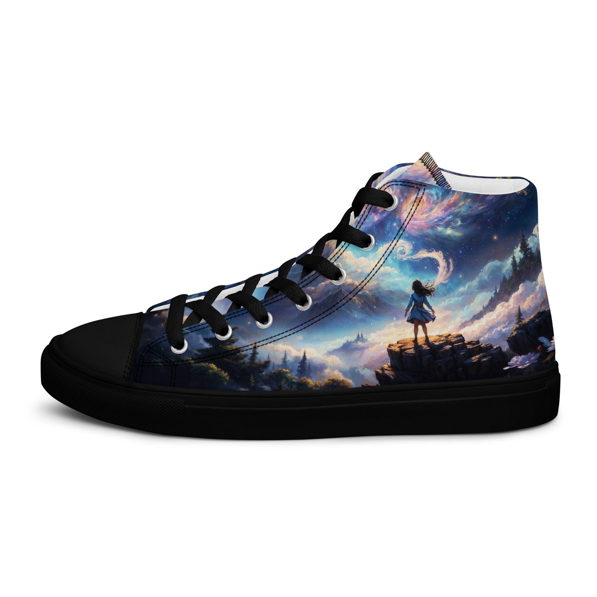 Unisex high top canvas shoes - A Starry Night Adventure - LucyKay store
