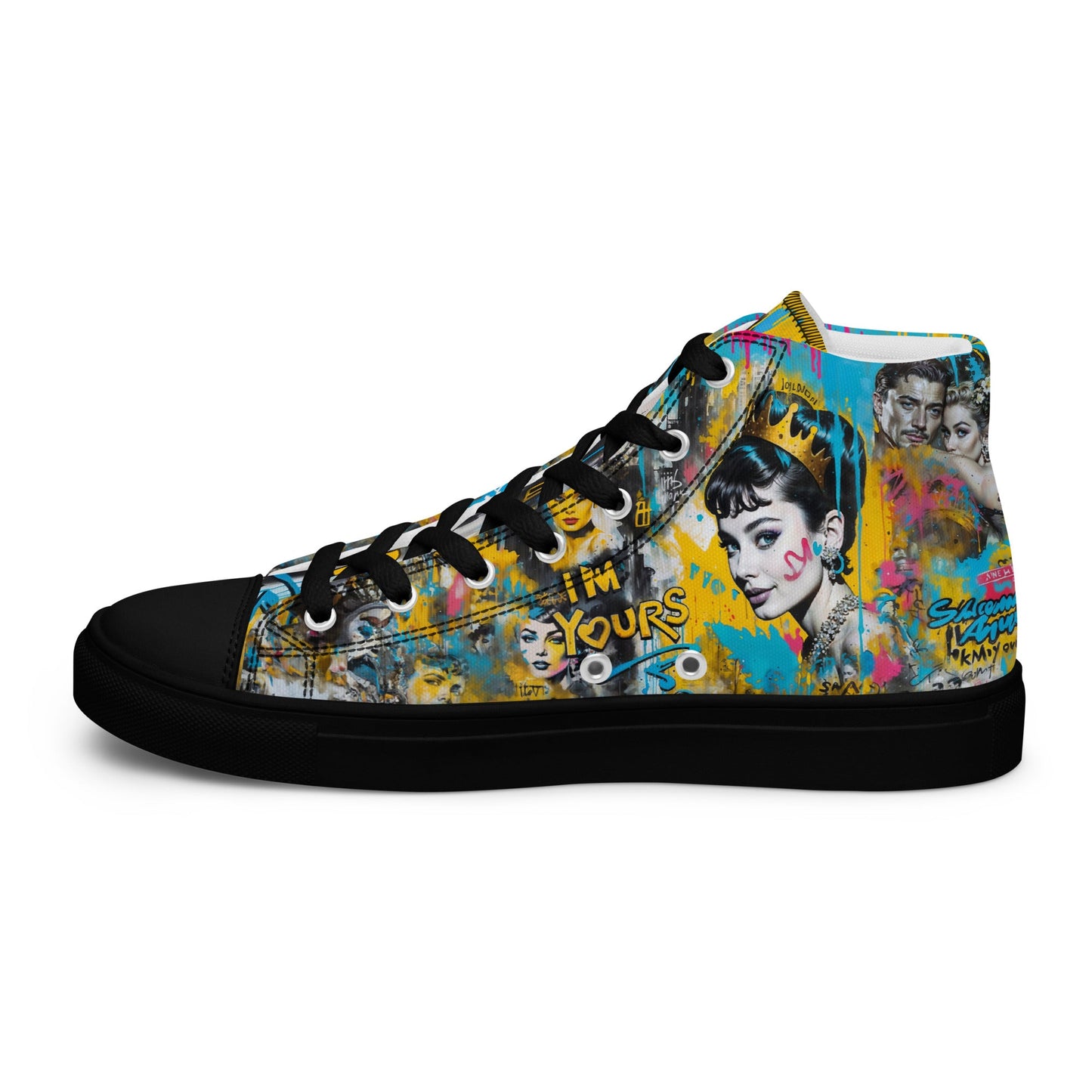 Unisex high top canvas shoes - Audrey Hepburn - LucyKay store