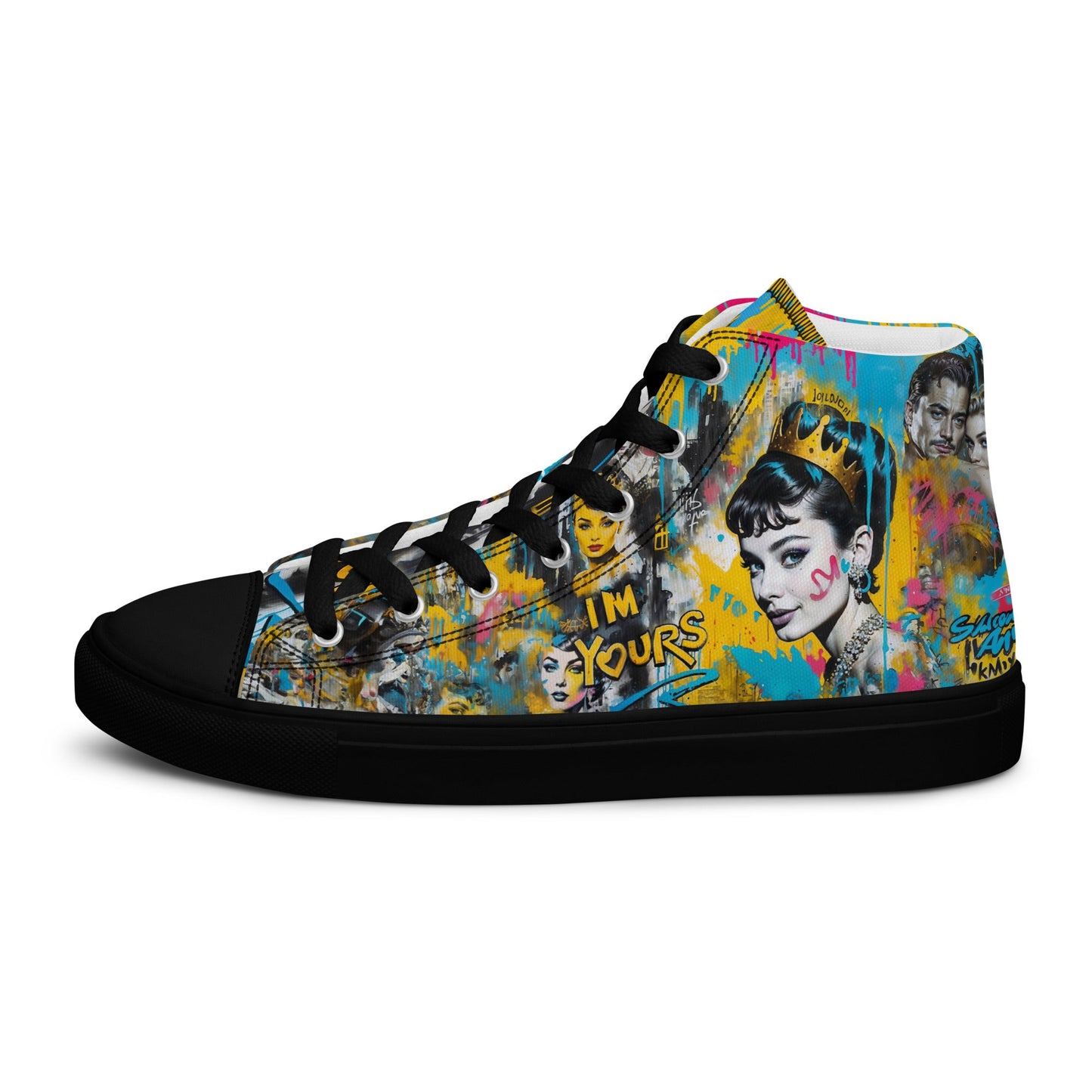 Unisex high top canvas shoes - Audrey Hepburn - LucyKay store