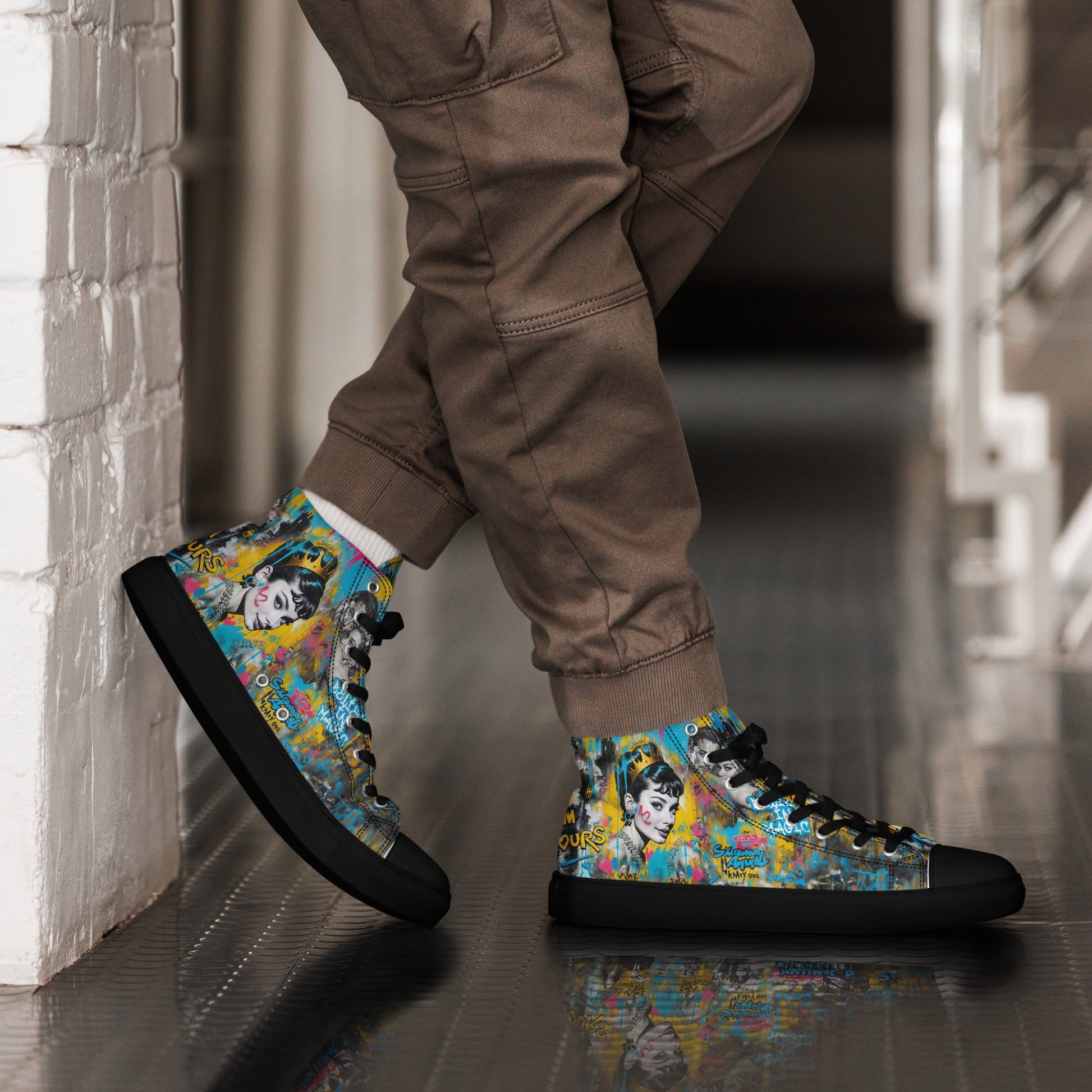 Unisex high top canvas shoes - Audrey Hepburn - LucyKay store