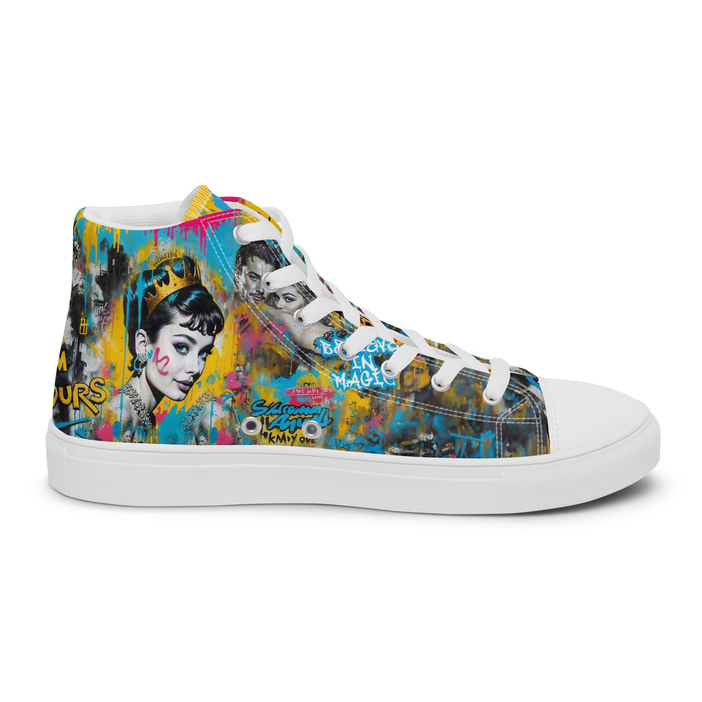 Unisex high top canvas shoes - Audrey Hepburn - LucyKay store