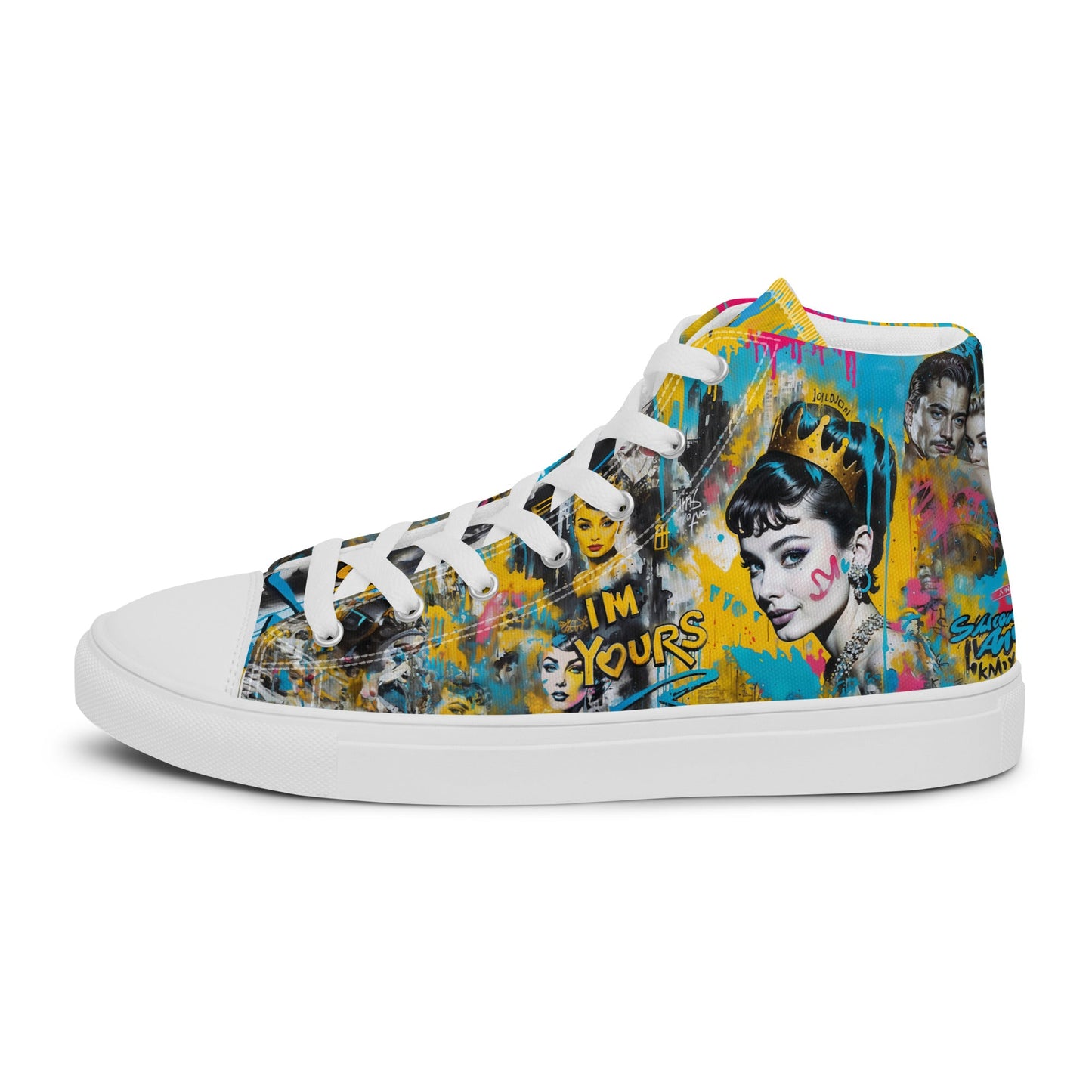 Unisex high top canvas shoes - Audrey Hepburn - LucyKay store