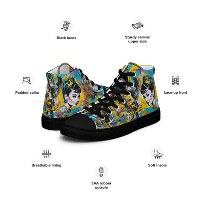 Unisex high top canvas shoes - Audrey Hepburn - LucyKay store