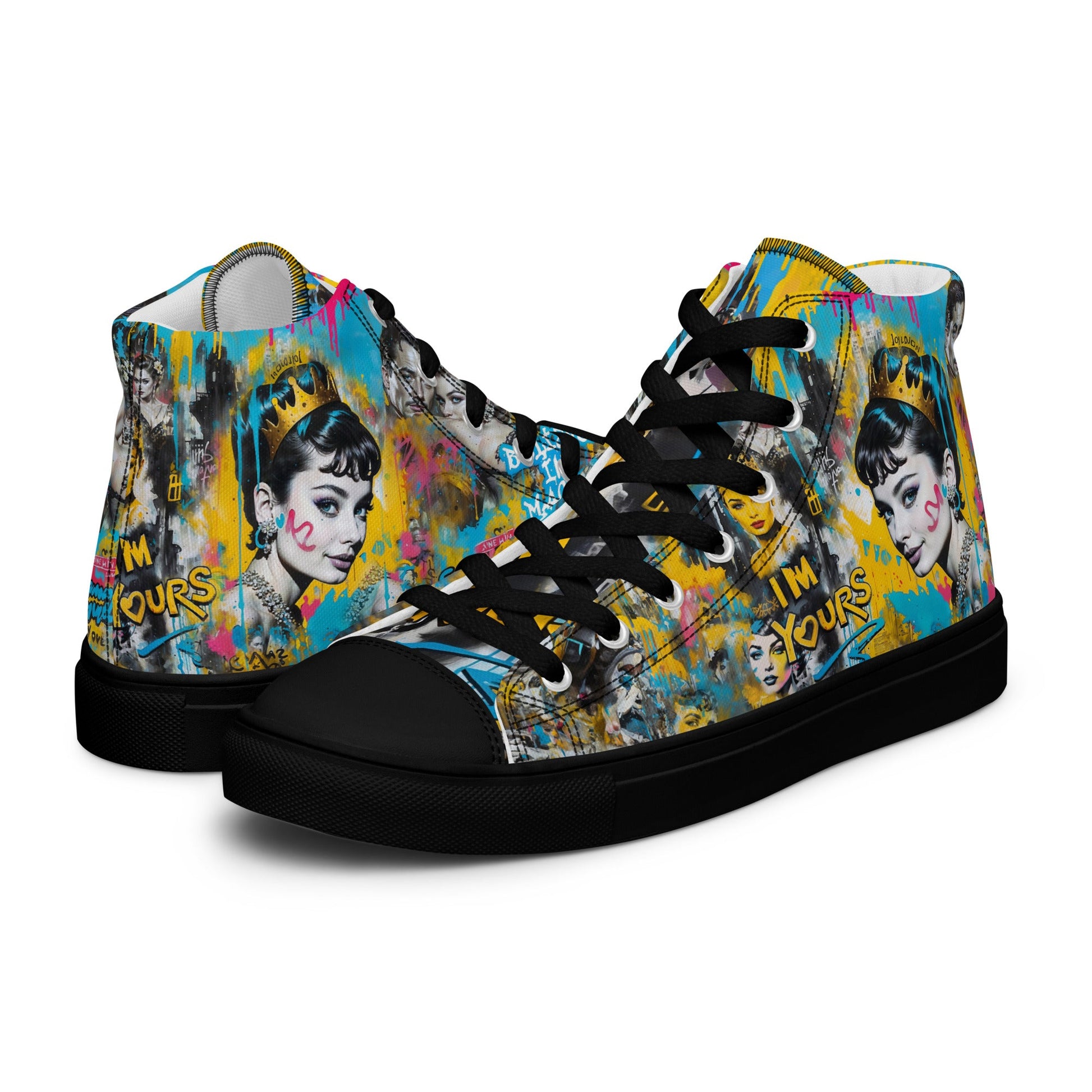 Unisex high top canvas shoes - Audrey Hepburn - LucyKay store