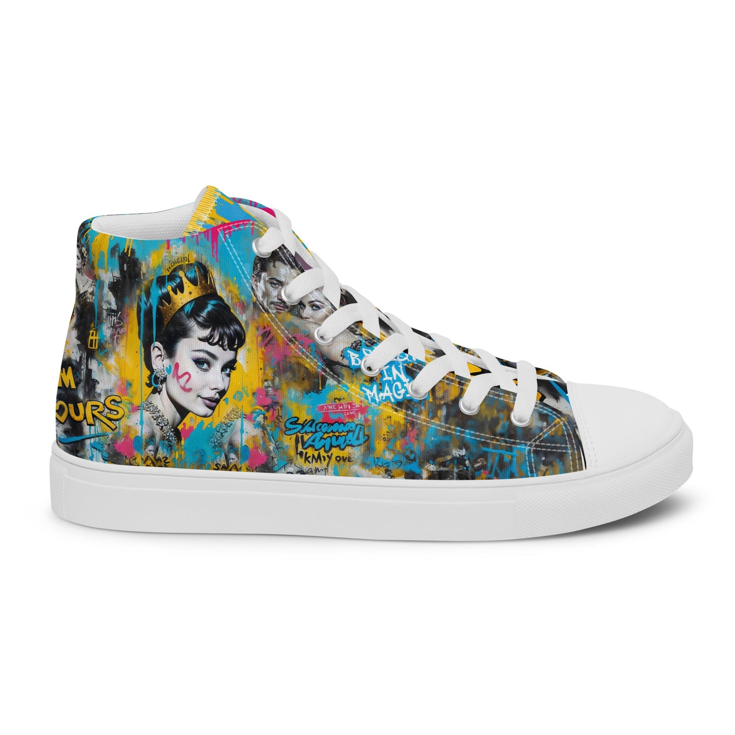 Unisex high top canvas shoes - Audrey Hepburn - LucyKay store