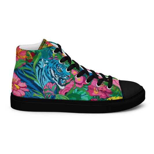 Unisex high top canvas shoes - Blue Tiger - LucyKay store