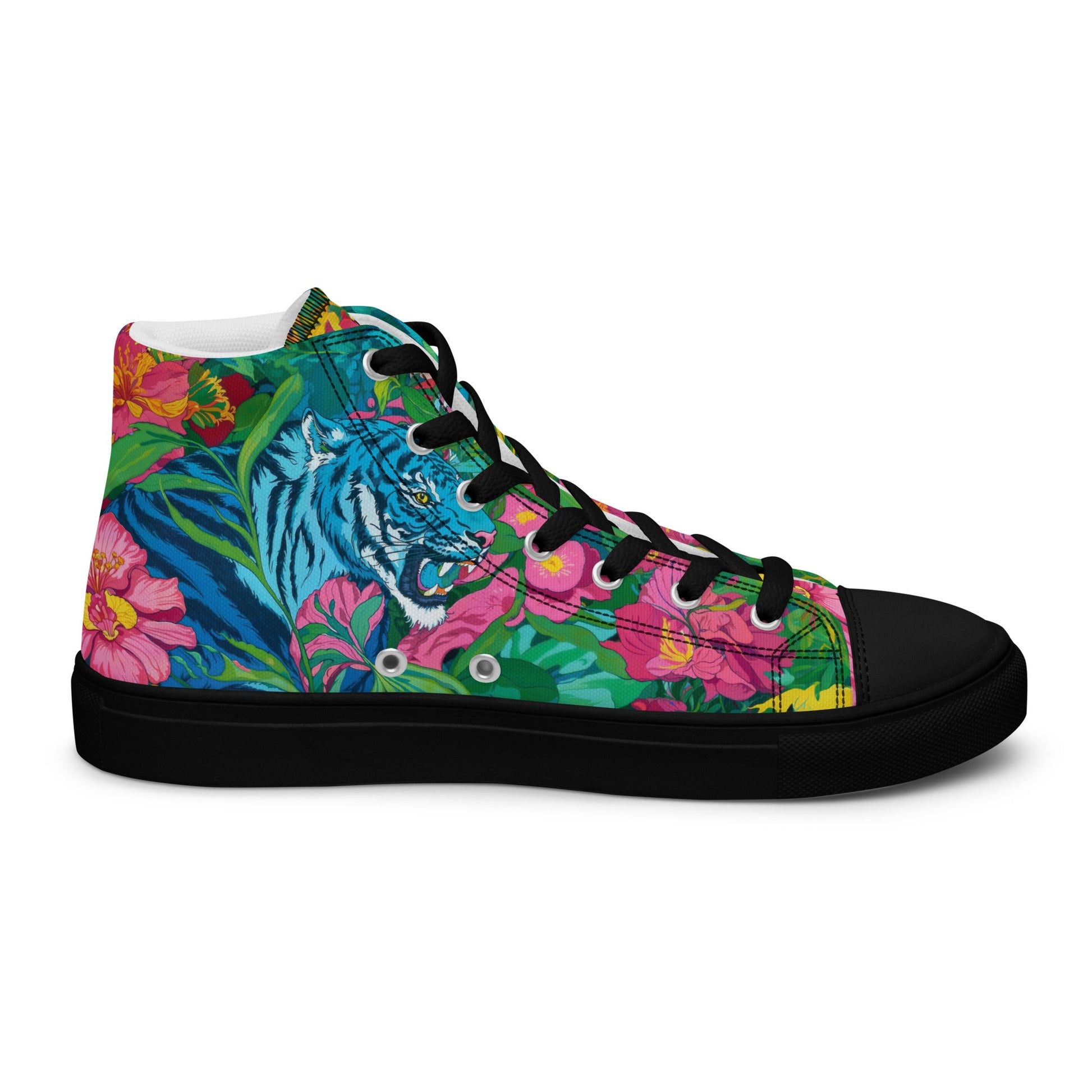 Unisex high top canvas shoes - Blue Tiger - LucyKay store