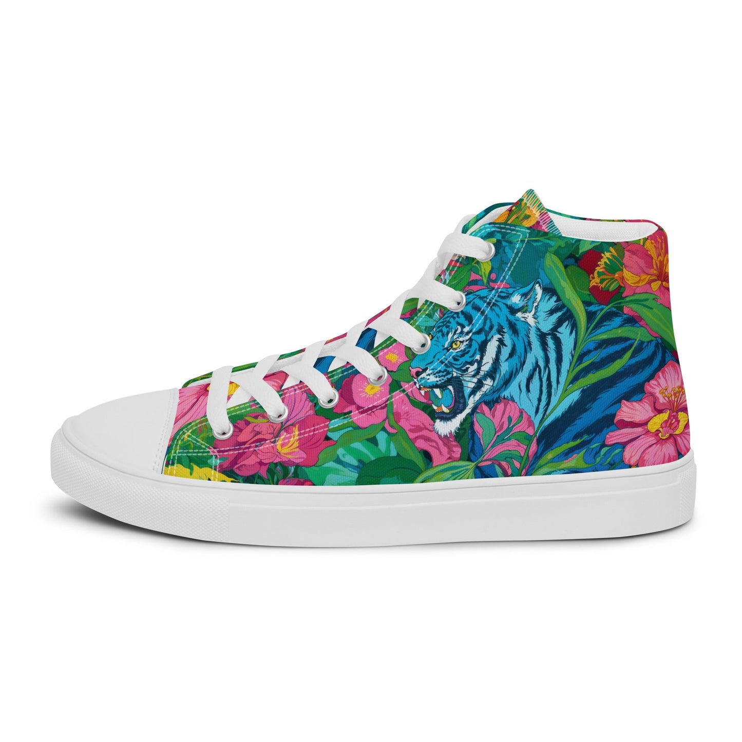 Unisex high top canvas shoes - Blue Tiger - LucyKay store